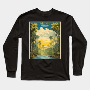 Amazon Rainforest Brazil Vintage Tourism Travel Poster Long Sleeve T-Shirt